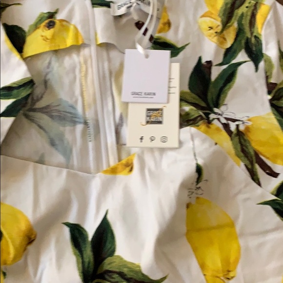 📌 NWT Grace Karin Retro Lemon Print Pencil Dress - Picture 4 of 8